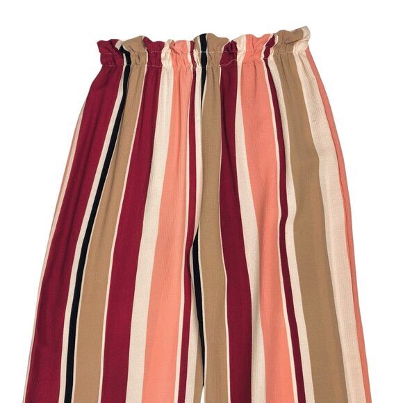 See You Monday Wide Leg Pants Womens Size Small Stripped Paperbag Tie Front Pant - Picture 5 of 12